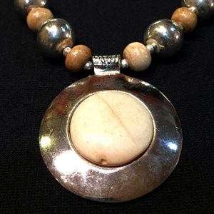 Ivory and Silver Medallion Necklace